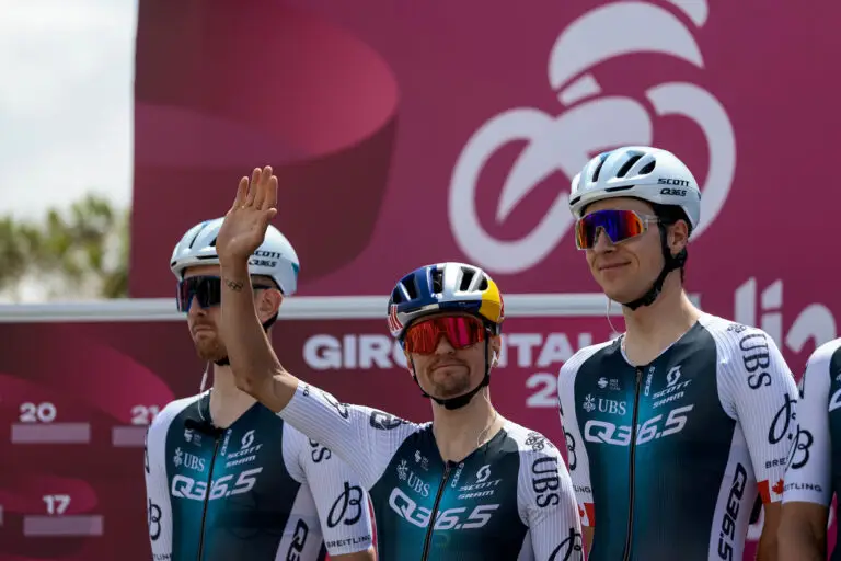 Tom Pidcock on the start podium of the Giro d'Italia