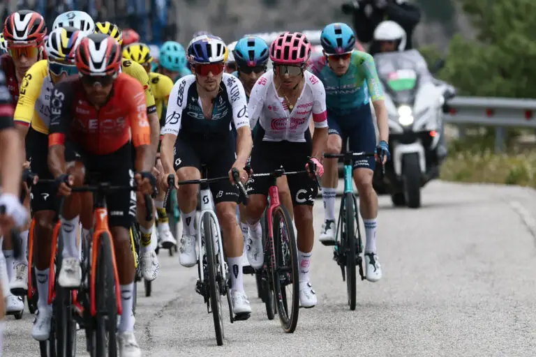 Tom Pidcock on stage three of the Giro d'Italia in Albania