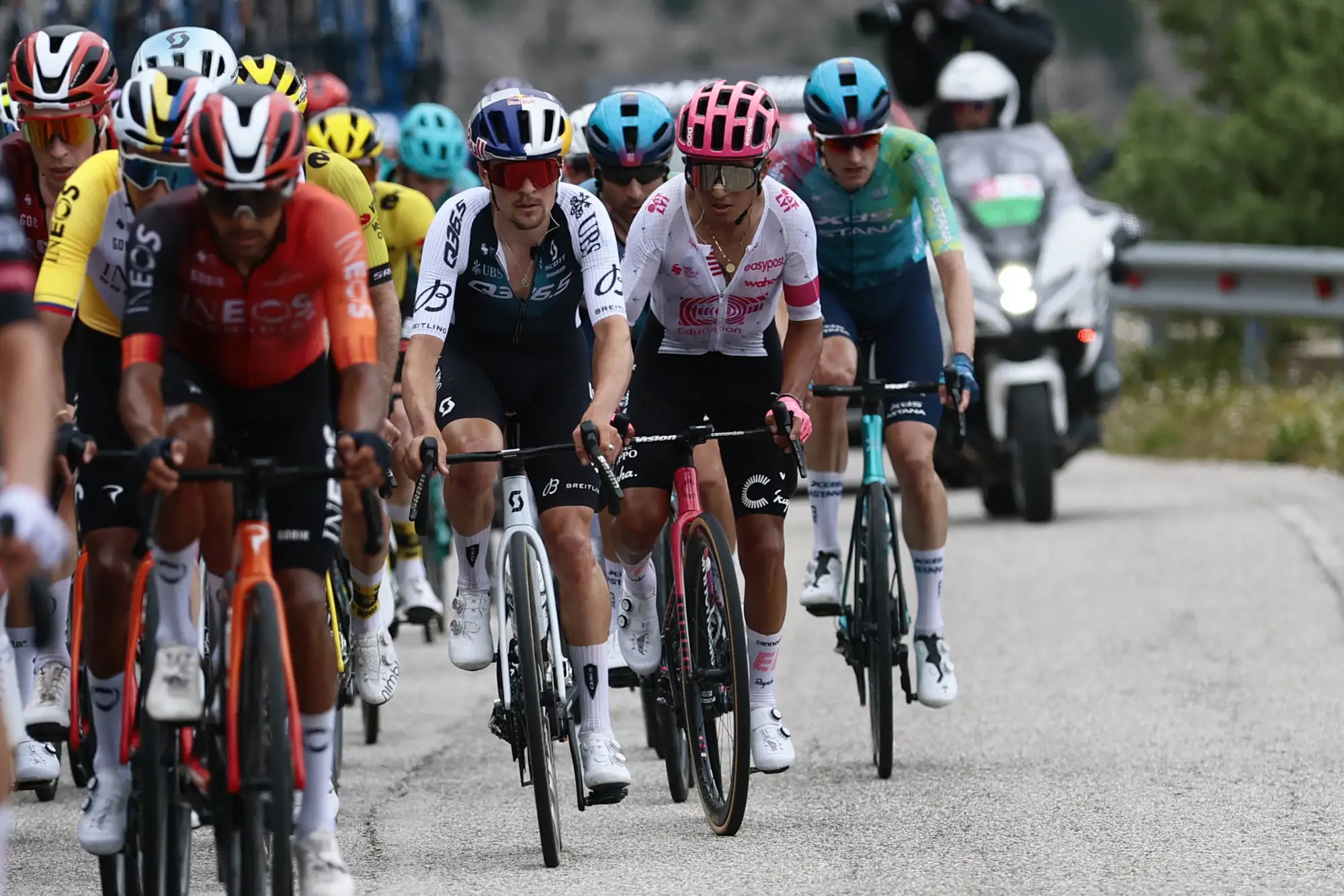 Tom Pidcock on stage three of the Giro d'Italia in Albania